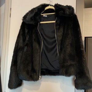 Reformation Faux Fur Black Jacket XS